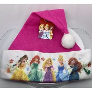 Disney Princesses in Dresses PINK FELT SANTA HAT Christmas Tree NWT Holiday Girl